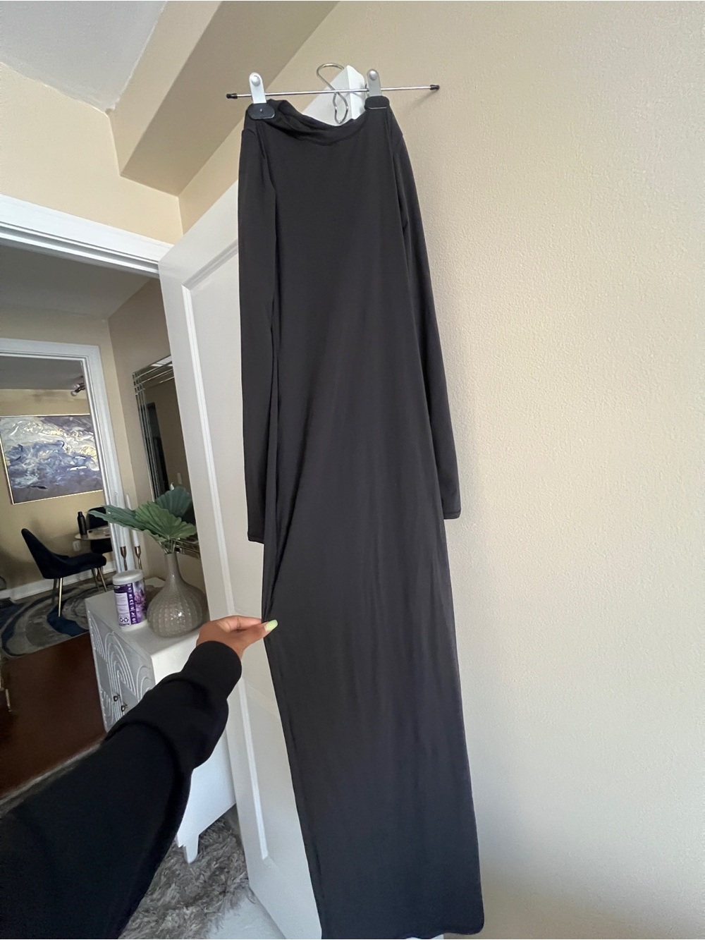 SKIMS Fits Everybody Black Long Sleeve Dress